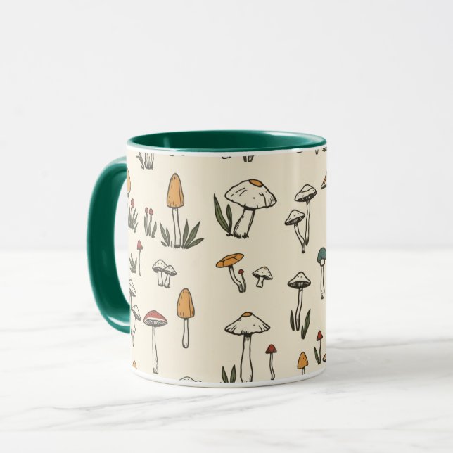 Taza Pequeños champiñones en un fondo beige (Anverso izquierdo)