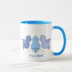 Taza Pequeños pájaros de patrón azul lindo es un niño P