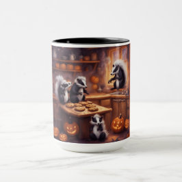 Taza Pequeños zorrillos juegan en la cocina en Hallowee