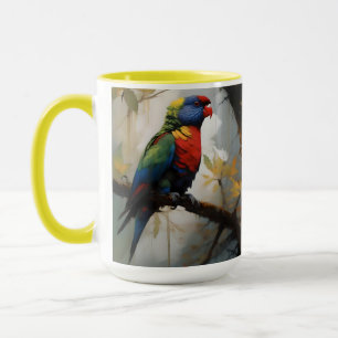 Taza Perca colorida: Un lucioperca arcoiris en el árbol