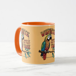 Taza Perca deslumbrante: Loro vibrante en árbol de frut