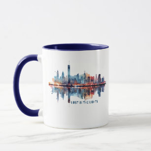 Taza Perdido en las Luces - Silueta urbana de la ciudad