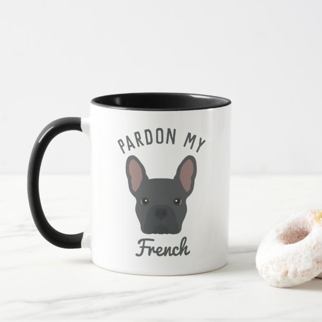Taza Perdón por mi Bulldog francés azul Coffee Mug (Con donut)