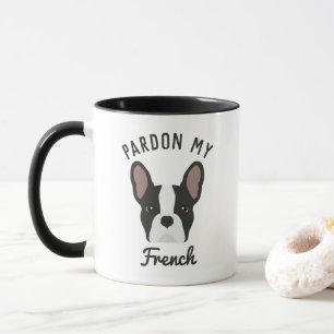 Taza Perdón por mi Bulldog francés blanco y negro