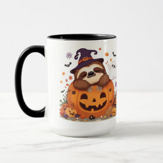 Taza Perezoso adorable de Halloween disfrutando de una 