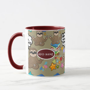 Taza Perezoso Lindo Patrón Marrón Divertido Cita Solo H