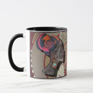 Taza Perfil de una mujer africana en una cesta tejida