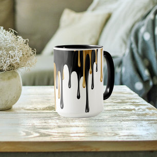Taza Perforaciones de pintura en negro y oro
