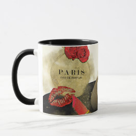 Taza Perfume París Rosas Tacones y Pintalabios