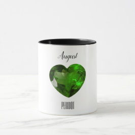 Taza Peridot Green Heart Coffee Mug August Gemstone