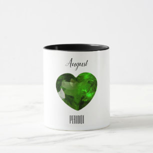 Taza Peridot Green Heart Coffee Mug August Gemstone