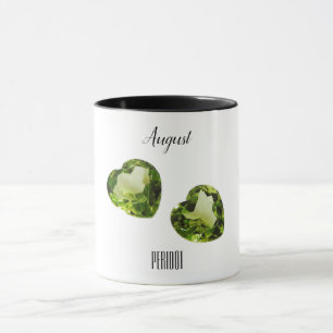 Taza Peridot Green Heart Coffee Mug August Gemstone