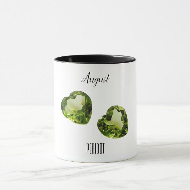 Taza Peridot Green Heart Coffee Mug August Gemstone (Centro)