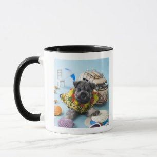 Taza Perrito del Schnauzer miniatura y vacaciones de