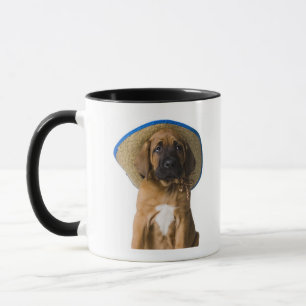 Taza perrito en un gorra de vaquero