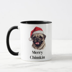 Taza Perrito Pug Gorro de Santa Navidad