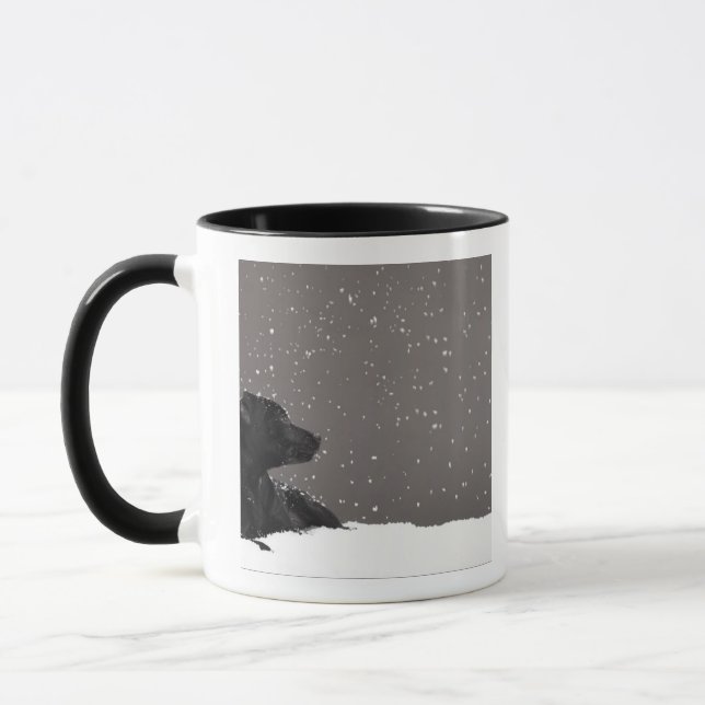 Taza Perrito que miente en copos de nieve de (Izquierda)