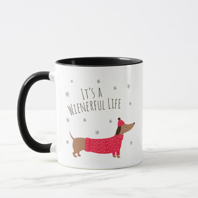 Taza Perrito salchicha divertido de Navidad (Izquierda)