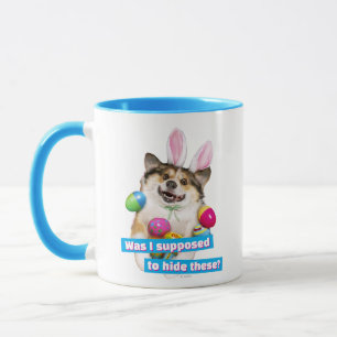 Taza Perro acostado sobre huevos de Pascua