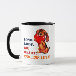 Taza Perro adorador del corazón del Día de San Valentín