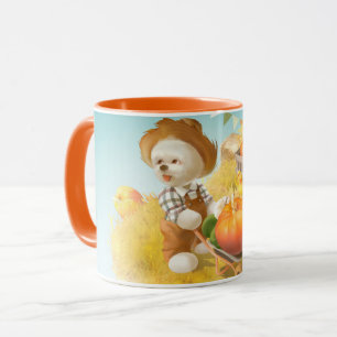 Taza Perro agricultor con calabaza