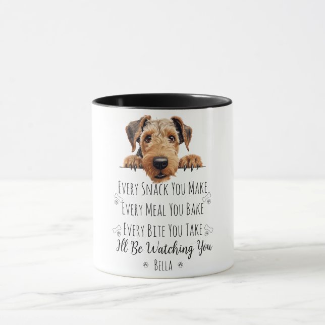 Taza Perro Airedale Lindo Divertido Personalizado (Centro)
