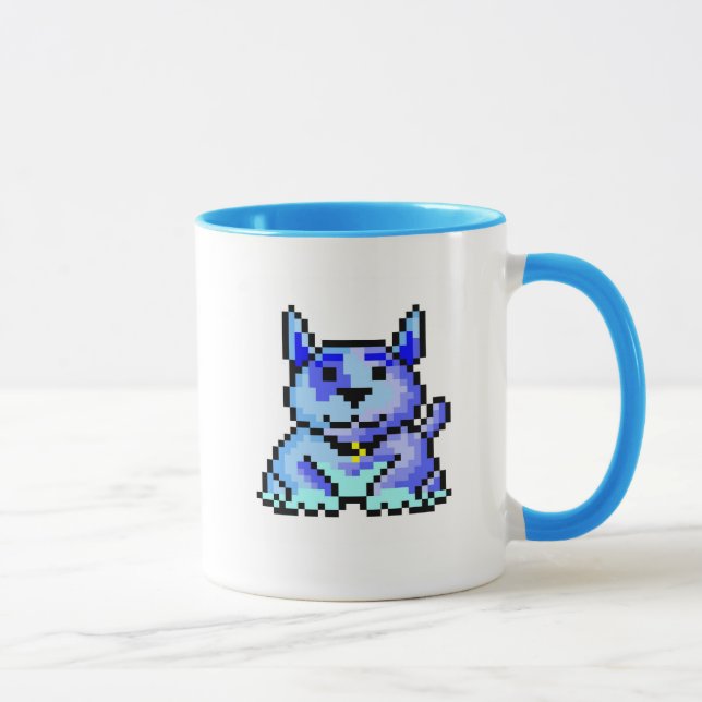 Taza Perro azul fresco del pixel (Derecha)