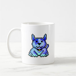 Taza Perro azul fresco del pixel