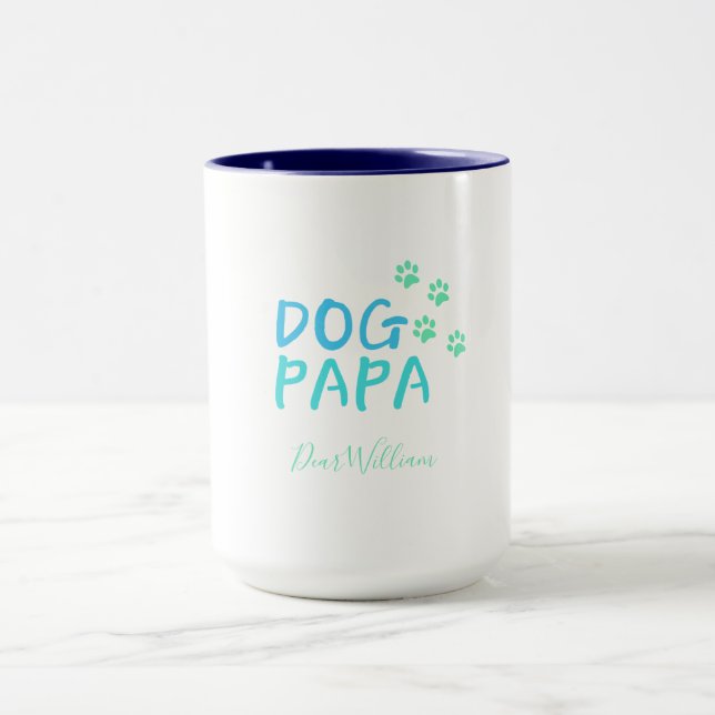 Taza Perro azul moderno Papa Mug (Centro)