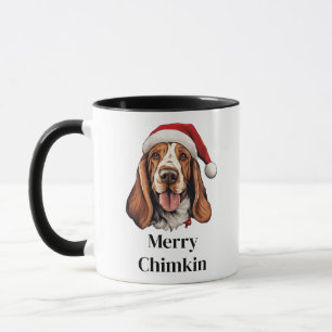 Taza Perro Basset Hound Sombrero de Santa Navidad