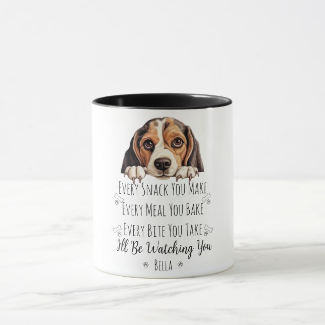 Taza Perro Beagle Lindo Divertido Personalizado (Centro)