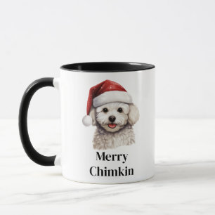 Taza Perro Bichon Frisé con sombrero de Santa Navidad