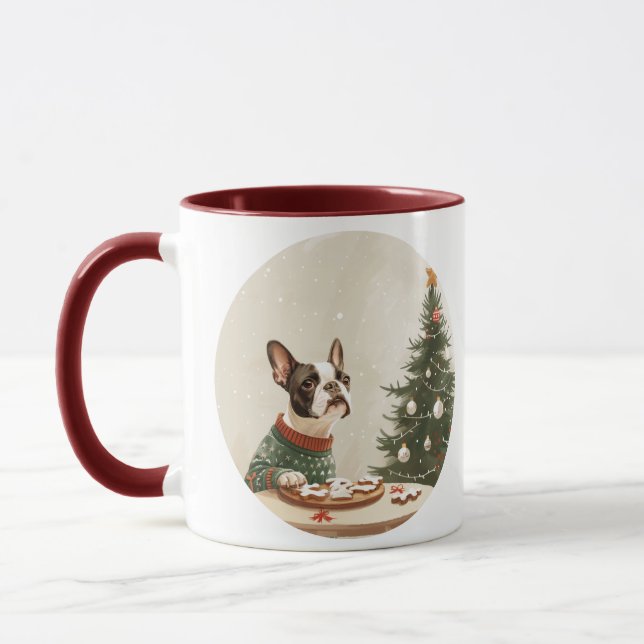Taza Perro Boston Terrier de Navidad (Izquierda)
