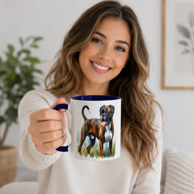 Taza Perro Boxer atigrado a la acuarela  (Subido por el creador)