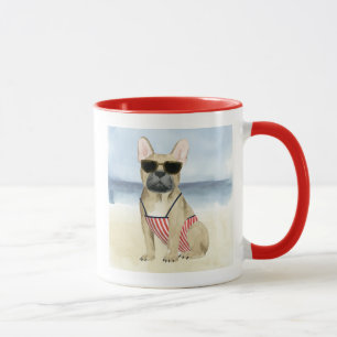 Taza Perro caliente Cachorros En La Playa