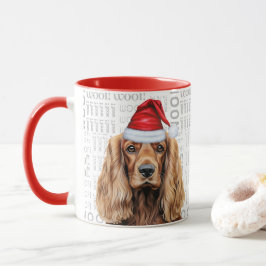 Taza Perro Cocker Spaniel Santa Ladrido Navidad