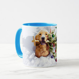 Taza Perro con árbol en nieve