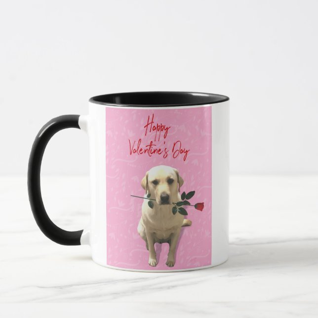 Taza Perro con Rosa Feliz Día de San Valentín (Izquierda)
