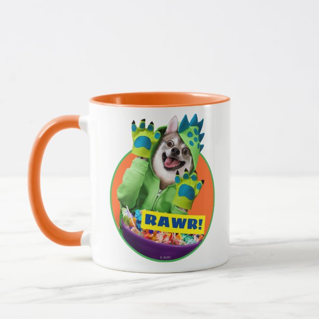Taza Perro con traje de dinosaurio (Izquierda)