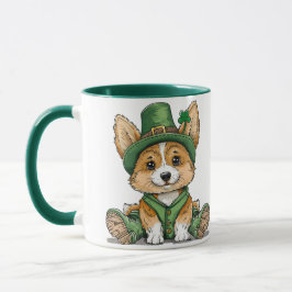 Taza Perro Corgi del Día de San Patricio