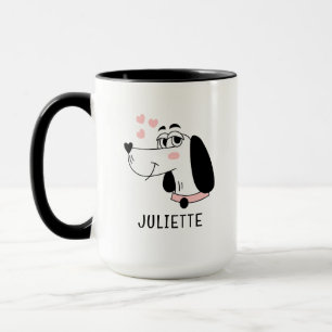 Taza Perro Dachshund Corazones rosados románticos perso