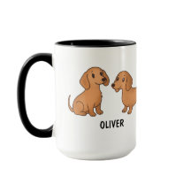 Perro Dachshund Rojo Dibujado a Mano Personalizado