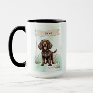Taza Perro de Agua Americano Acuarela Personalizado