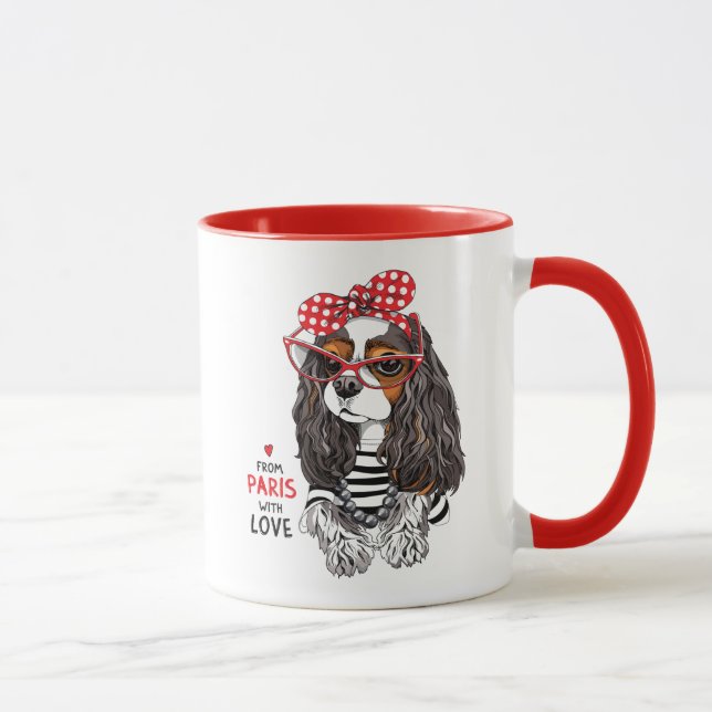 Taza Perro de aguas de rey Charles arrogante de París (Derecha)