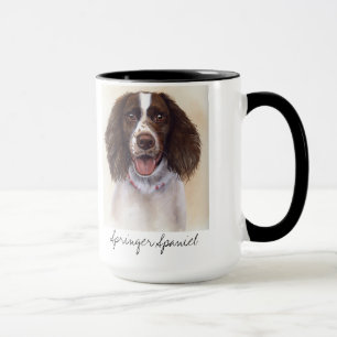 Taza Perro de aguas de saltador pintado en Acuarela