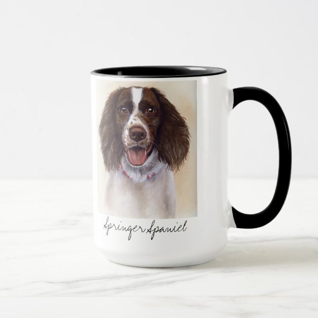 Taza Perro de aguas de saltador pintado en Acuarela (Derecha)