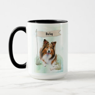 Taza Perro de aguas personalizado de Shetland Sheepdog