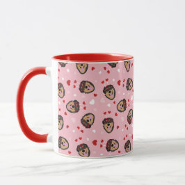 Taza Perro de amor lindo rojo rosado