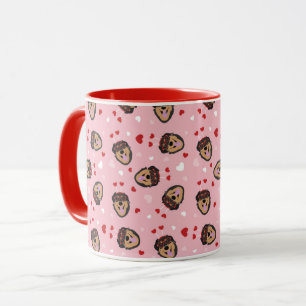 Taza Perro de amor lindo rojo rosado