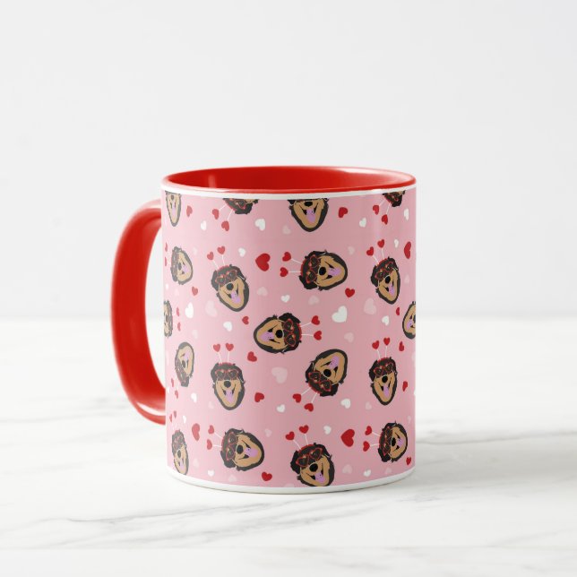 Taza Perro de amor lindo rojo rosado (Anverso izquierdo)